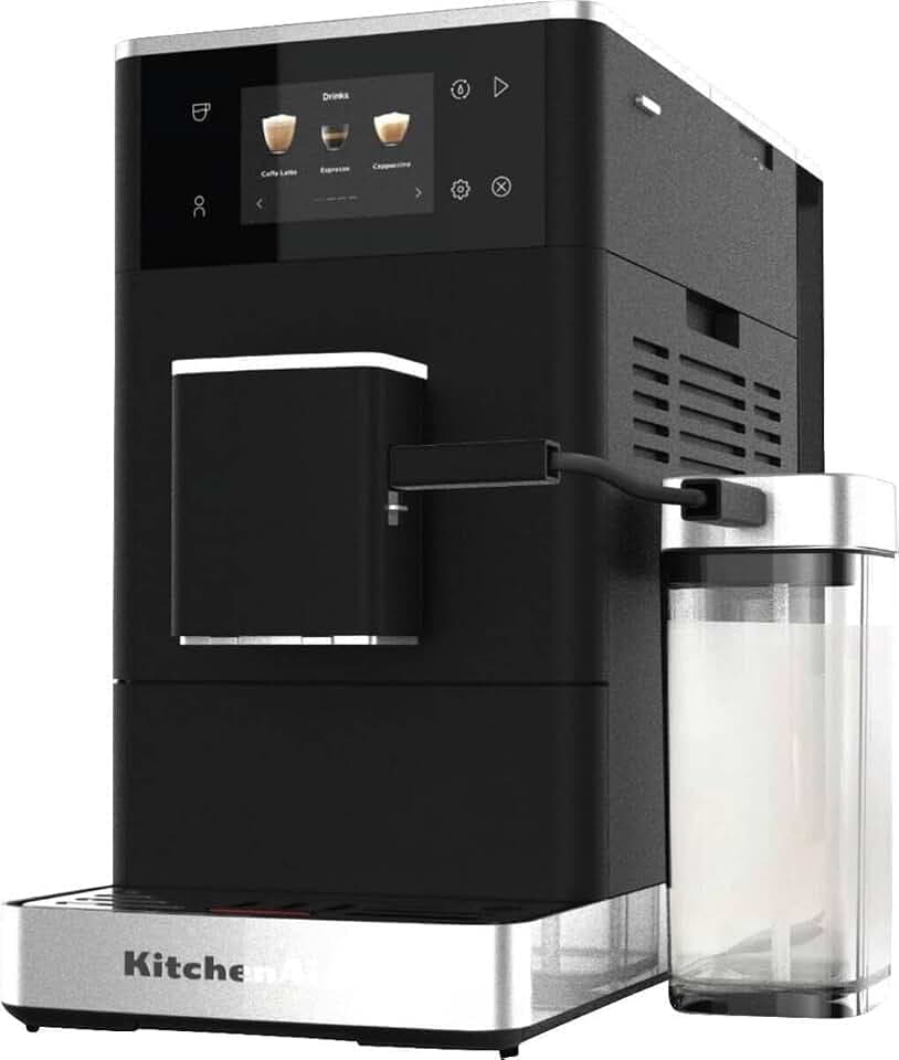 KitchenAid KF4 Kaffeevollautomat 5KES8454 mit Iced Coffee-Funktion, IntelliGrind, AutoMilk-System, 21 Rezepte, 8,9-cm-Farbdisplay, 15-18 Bar, Matt Schwarz