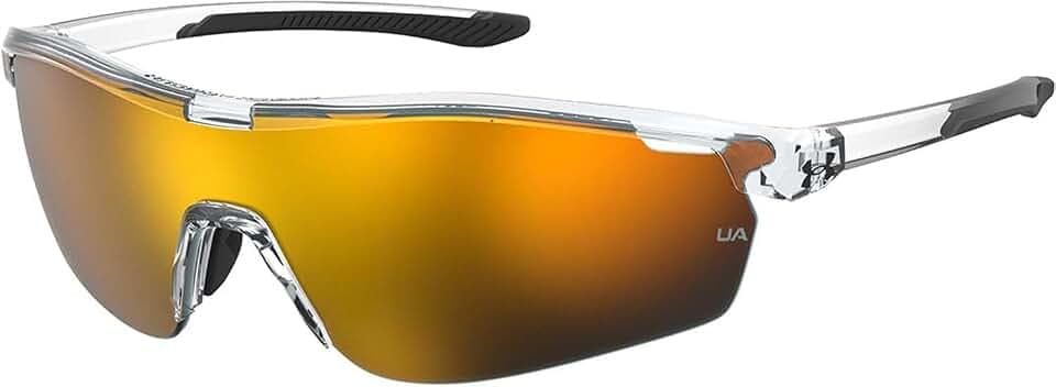 Under Armour Gametime Jr. Wrap Around Sunglasses, Kids' Sunglasses with Mirrored Lenses & Non-Slip Nose Pads