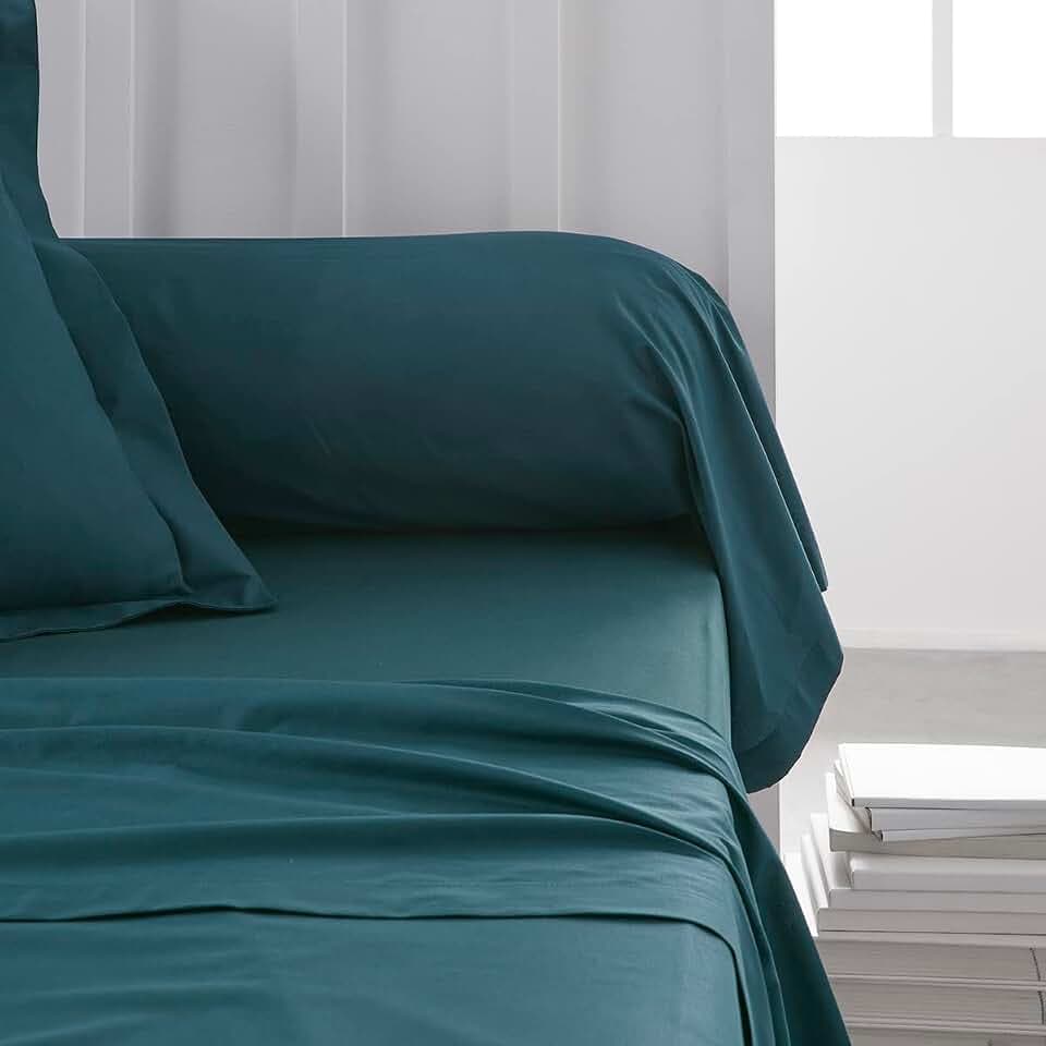 Today Essential Kopfkissenbezug, 45 x 185 cm, 100% Baumwolle, einfarbig, Pfau