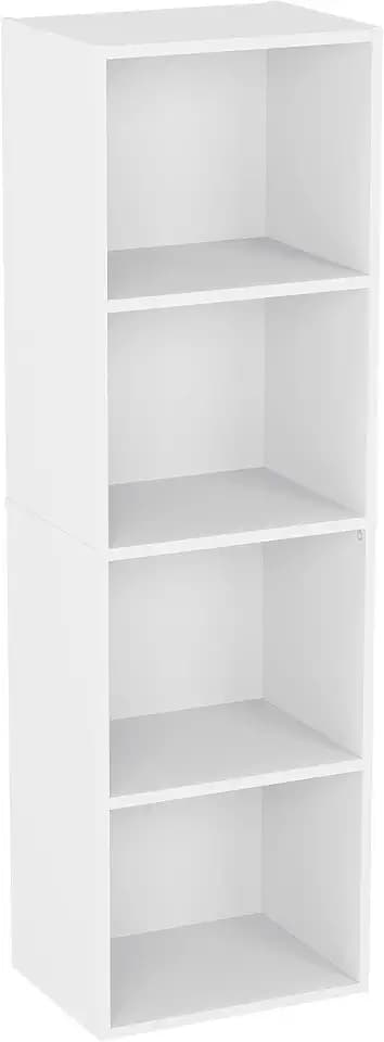 Vida Designs Oxford Bücherregal mit 4 Ebenen, würfelförmig, weiß, Holz-Regaleinheit für Büro, Wohnzimmermöbel