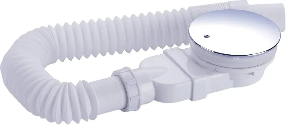 IMPTS extraflache ablaufgarnitur dusche 90mm, Abfluss Ablaufloch set für Duschwanne, Duschablauf Siphon mit Geruchsstop, Haarsieb, Flexschlauch