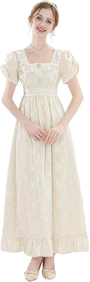 Women Regency Dress Blue Victorian Dresses Vintage Ball Gown Lace-up Long Regency Dress