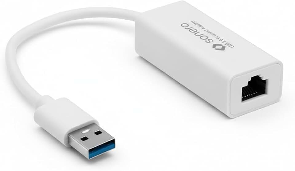sonero USB LAN Adapter USB-A auf RJ45 Ethernet 1000 Mbit 0,20m weiß