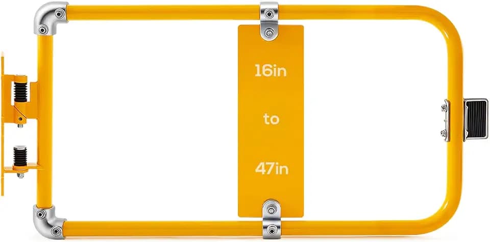 Blulu Industrial Swing Gate Universal Spring-Loaded Safety Swing Gate 16" to 47" Wide Self-Closing Safety Powder Coated High-Visibility Yellow