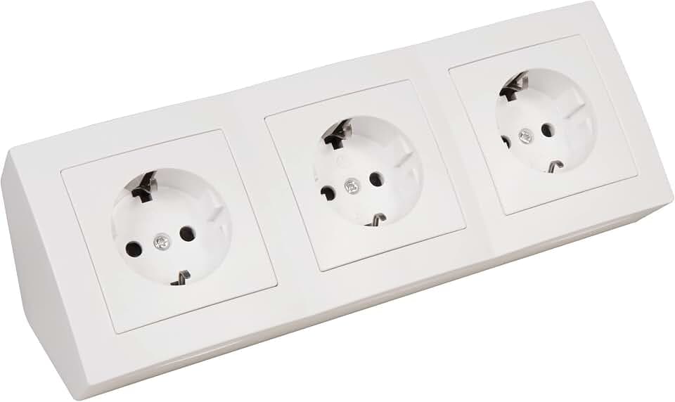 MC POWER - Steckdosenblock Unterbausteckdosen | Flair | 3-Fach Schutzkontaktsteckdosen, 15cm Kabel mit Lüsterklemme, 250V~ / 16A, Aufbau, weiß matt