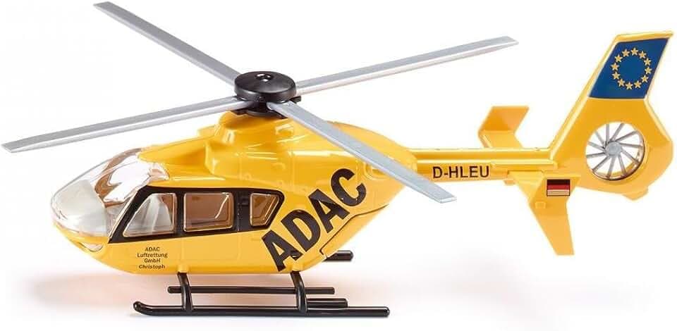 Siku 2539, ADAC Rettungshubschauber, 1:55, Metall/Kunststoff, Gelb, Bewegliche Rotoren