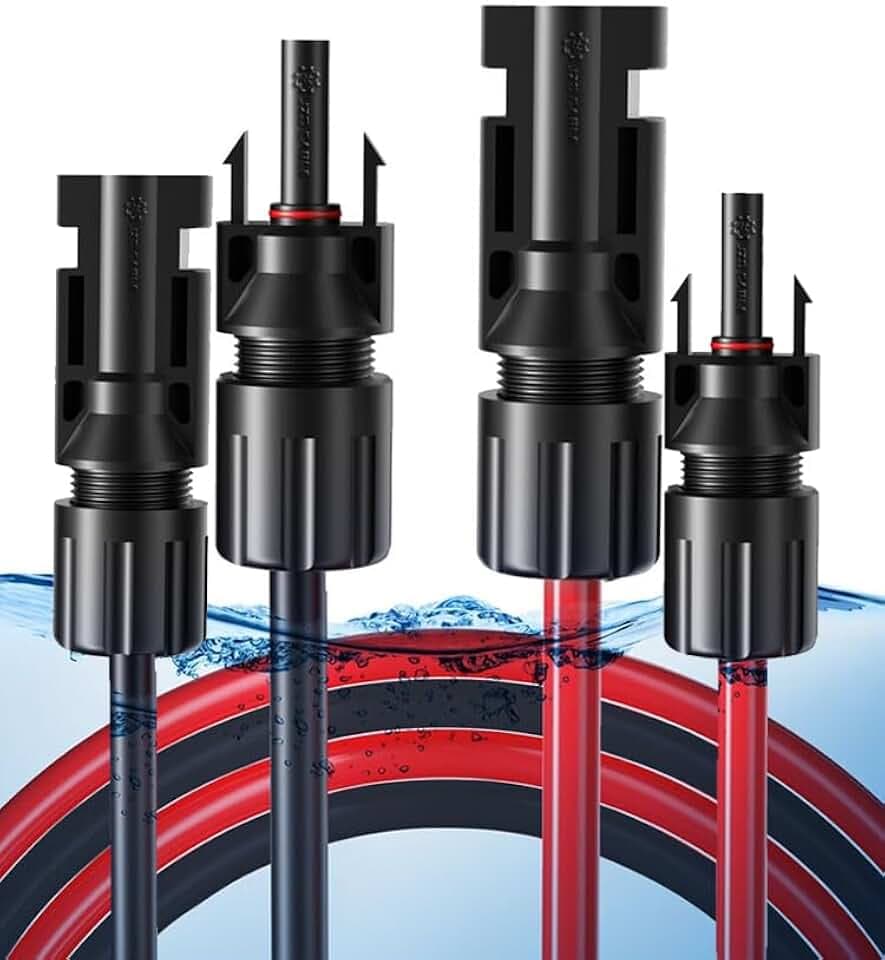 Solarsys® - 2m Meter 4mm² Solarkabel mit Einseitigem Stecker PV, TÜV-Zertifika IP68，DC 1500V，1 Paar Rot/Schwarzes Verlängerungskabel,2Meter