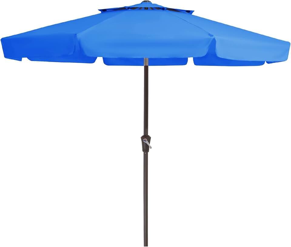 JEAREY 9ft 2-Tier Patio Umbrella, Crank Tilt, 8 Ribs, Royal Blue