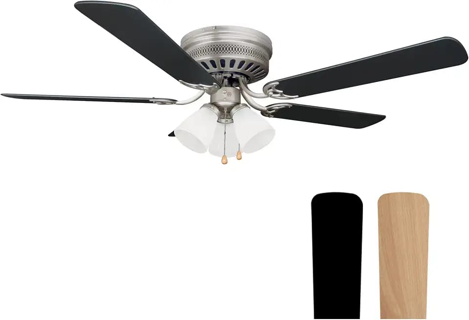 Design House Millbridge Hugger Ceiling Fan, 52", Satin Nickel