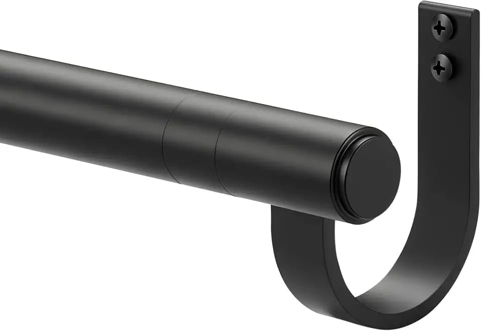 Curtain Rods for 28-68” Windows, Splicing Construction, 1” Adjustable Drapery Rod with Aluminum Alloy Brackets and Finials for Window, Sliding Door, Patio, Living Room Decoration, Matte Black