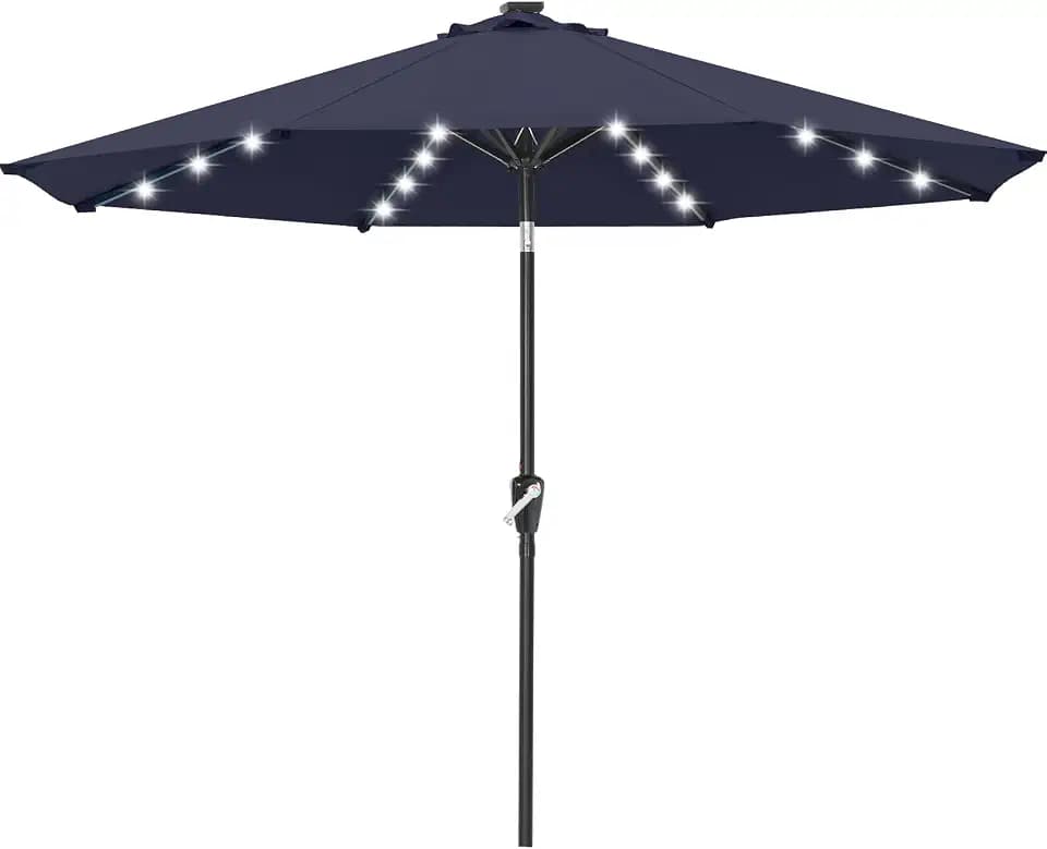 ABCCANOPY Solar Led Patio Umbrella with 32 Lights 11FT(Deep Blue)