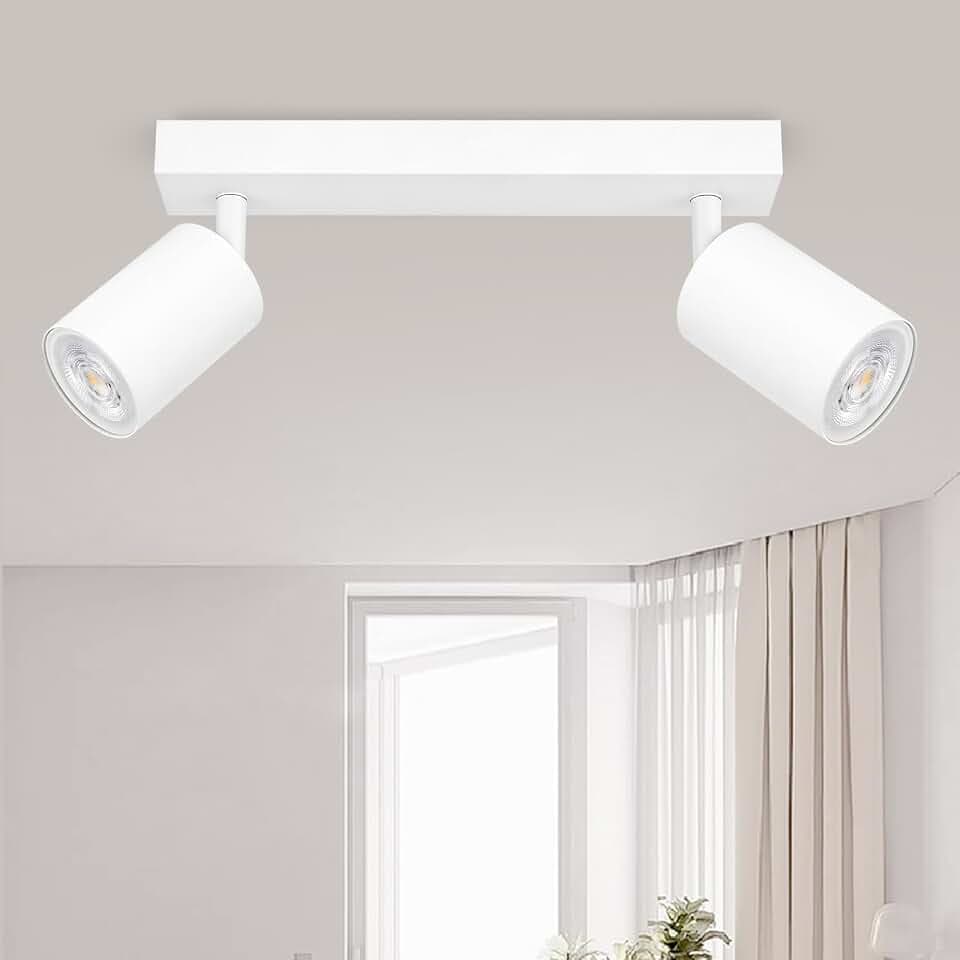 GeyouLux LED Deckenstrahler 2 Flammig Weiß LED Deckenleuchte Schwenkbar | GU10 Deckenlampe Strahler Deckenspot, Aluminium Modern Spot Lampe Wandstrahler für Küche, Wohnzimmer(Ohne Leuchtmittel)