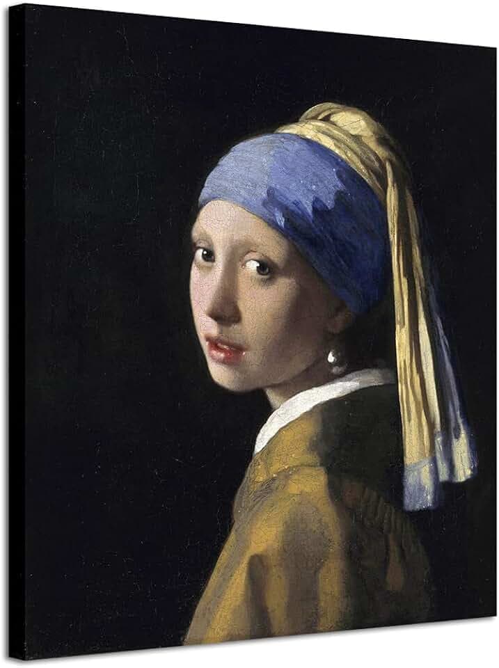 Wieco Art Leinwandkunst Das Mädchen mit einem Perlenohrring von Jan Vermeer, Ölgemälde, Reproduktion, Leinwanddruck, HD-Drucke, Kunstwerk für Zuhause und Büro