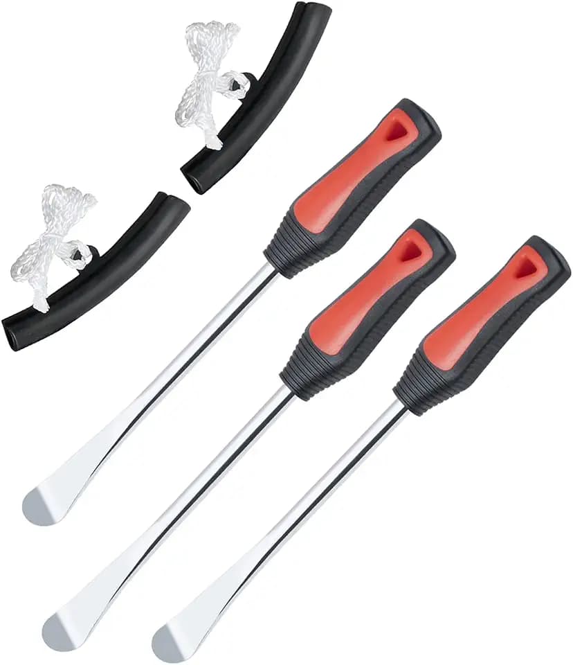 ROTATION 11.5 inch Steel Tire Spoon Lever Iron Tool Kit, Professional Tire Changing Tool for Motorcycle, Dirt Bike, Lawn Mower, 3 pcs Tire Spoons, 2 Rim Protector | 5-Piece Set