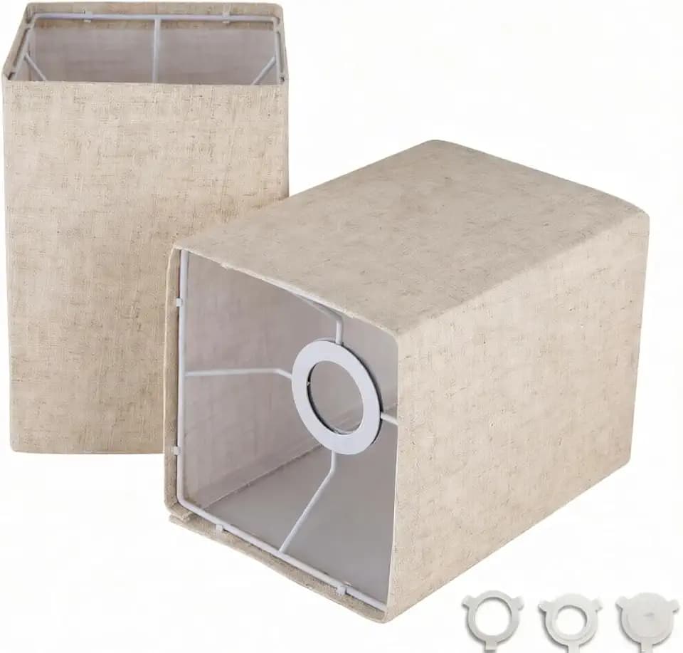 Ruiever Square Lampshades Set of 2, Linen Lampshades L6.3"x W6.3" x H9.84" High, Easy Assembly Replacement Fabric Shades for Table Lamps Floor Lamps, Beige Color Shade