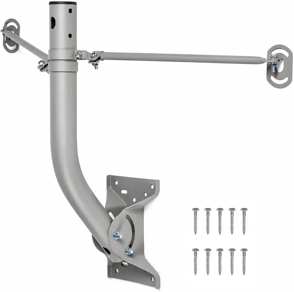 Heavy Duty Adjustable Dual-Brace Antenna Mount Pole, 1.69 x 17.25 in Mast