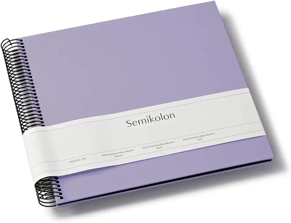 Semikolon 369997 Spiral Album Economy Medium - 23x22,3 cm - Fotoalbum, 40 Seiten schwarz, Fotobuch, lilac silk lila