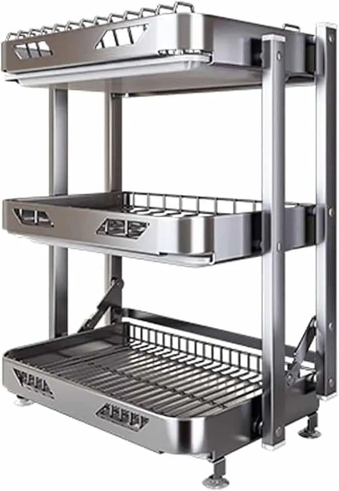 Foldable Dish Rack,Stainless Steel Drain Rack,9.83 * 16.54 * 24IN