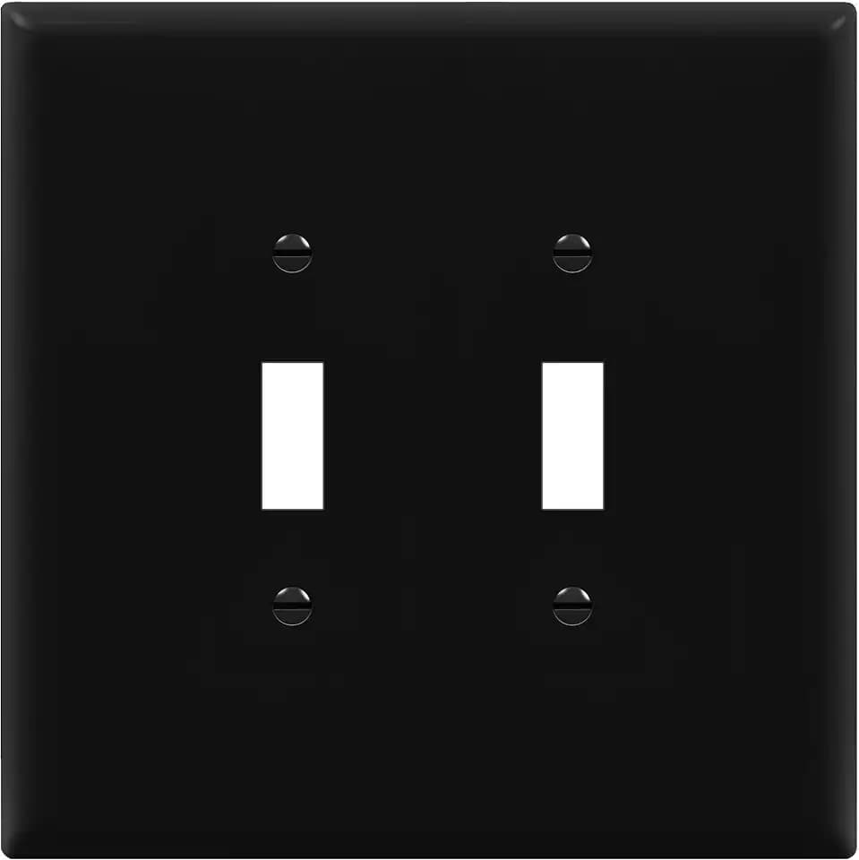 ENERLITES Oversized Double Toggle Light Switch Cover Plate, 1 Pack, Black