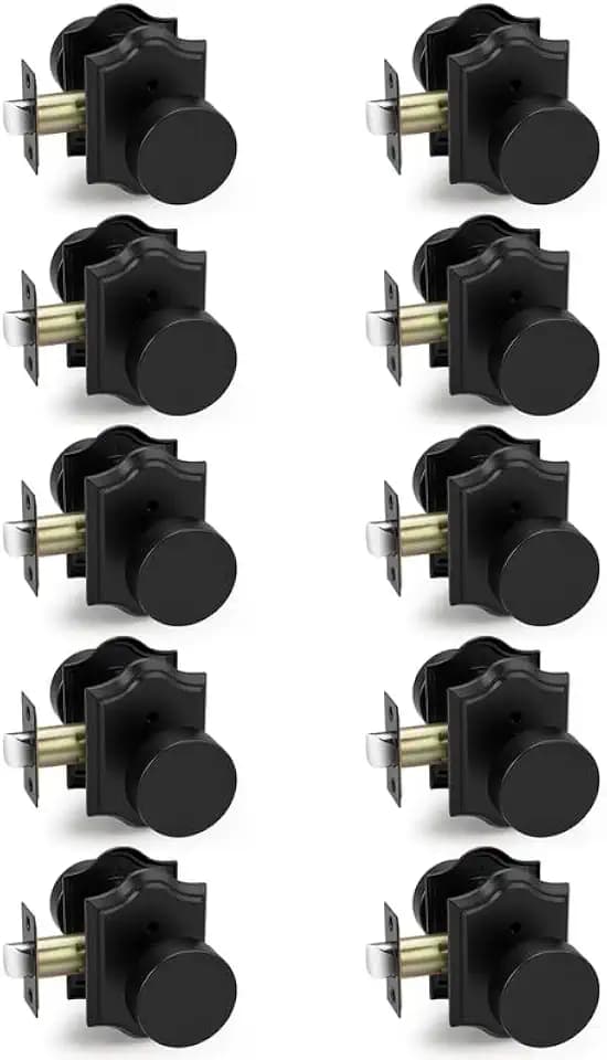 Probrico Black Door Knobs Interior, Bathroom/Bedroom Door Locks, Privacy Door Knobs with Lock, Keyless Door Locksets, 10 Pack