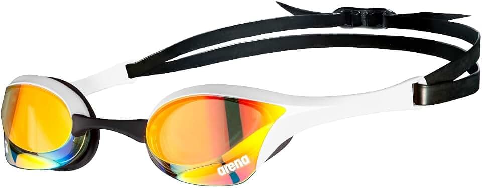 ARENA Cobra Ultra Swipe Mirror Unisex Race Schwimmbrille für Erwachsene, Taucherbrille mit Gebogenen Spiegelgläsern, Anti-Beschlag, UV-Schutz, 5 Austauschbare Nasenstege
