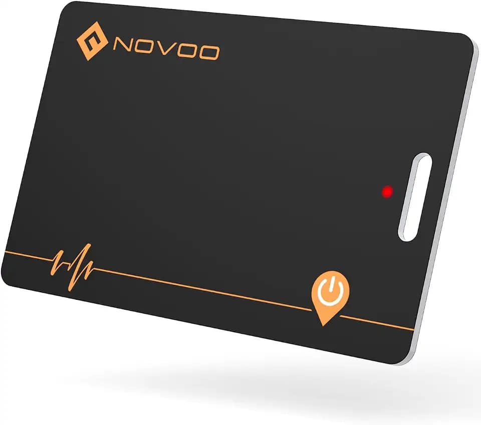 NOVOO Wallet Tracker Karte, kabelloses Laden von Brieftaschen, wiederaufladbar, Bluetooth-Tracking, 1,9 mm, IP68 (nur IOS, Apple Find My), Air Tag GPS Anti-Verlust für Reisepass/Gepäck