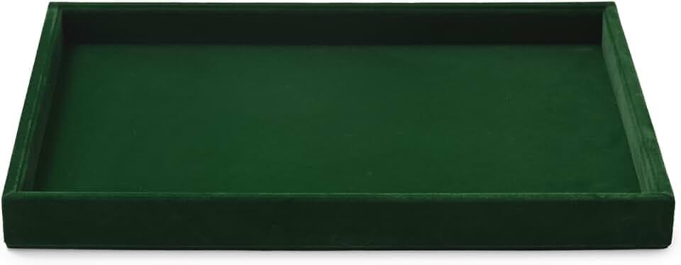 Samt Schmucktablett Stapelbar 35×24×3,5cm Dunkelgrün