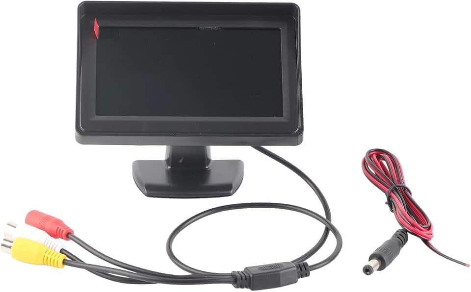 DAUERHAFT Rückfahrkamera-Monitor, langlebiges LCD-Display Rückfahrkamera-Monitor, 480 x 272, Einstellbarer 4,3-Zoll-Automonitor mit Sonnenblende für SUVs