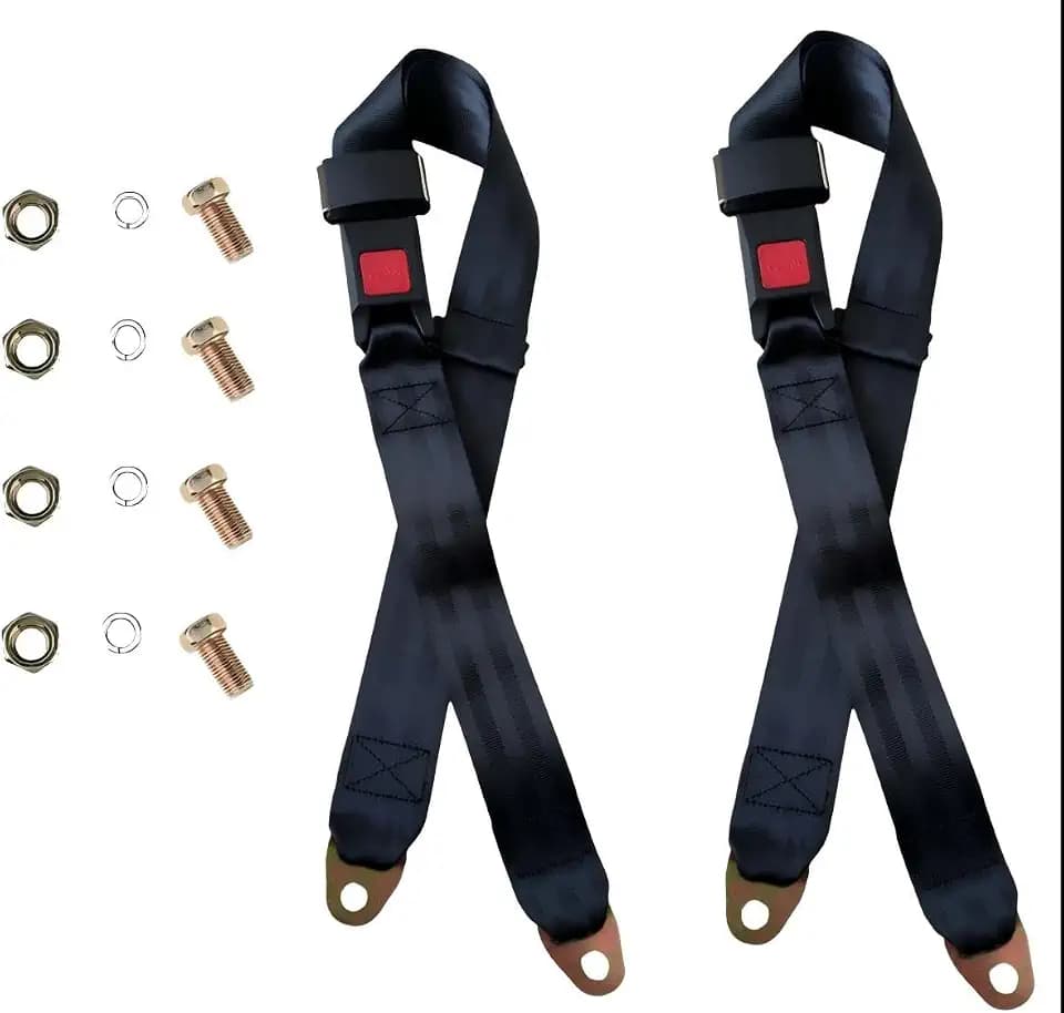 2 Pack Golf Cart Seat Belt Pads Set, 2-Point Universal Adjustable Laps Strap Replacement Kit, Compatible with EZGO, Yamaha, Club Car, Golf Carts Go Kart Front/Rear Modification Accessories