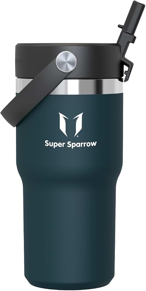 Sparrow Trinkflasche Edelstahl - Twistpath Thermosflasche mit Flex-Strohhalmdeckel - 620ml - BPA-frei Thermobecher & Auslaufsichere Thermoskanne - Kompatibel mit gängigen PKW-Getränkehaltern