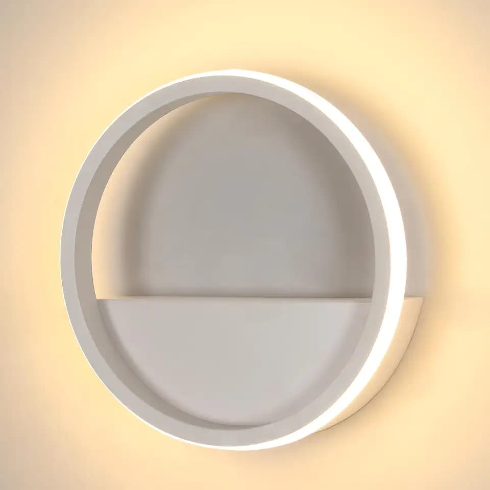 Comely LED Wandleuchte Rund 12W Ø20cm Warmweiß 3000K Modern Aluminium Wandlampe mit Außenring-Licht, Dekorative Wandbeleuchtung für Wohnzimmer Schlafzimmer Flur Treppenhaus Weiß