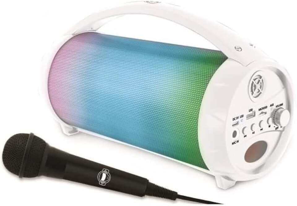 Lexibook, iParty, Karaoke-Bluetooth-Lautsprecher, weiß, BTP585Z | Stereo, UKW-Radio, USB & SD, Akku