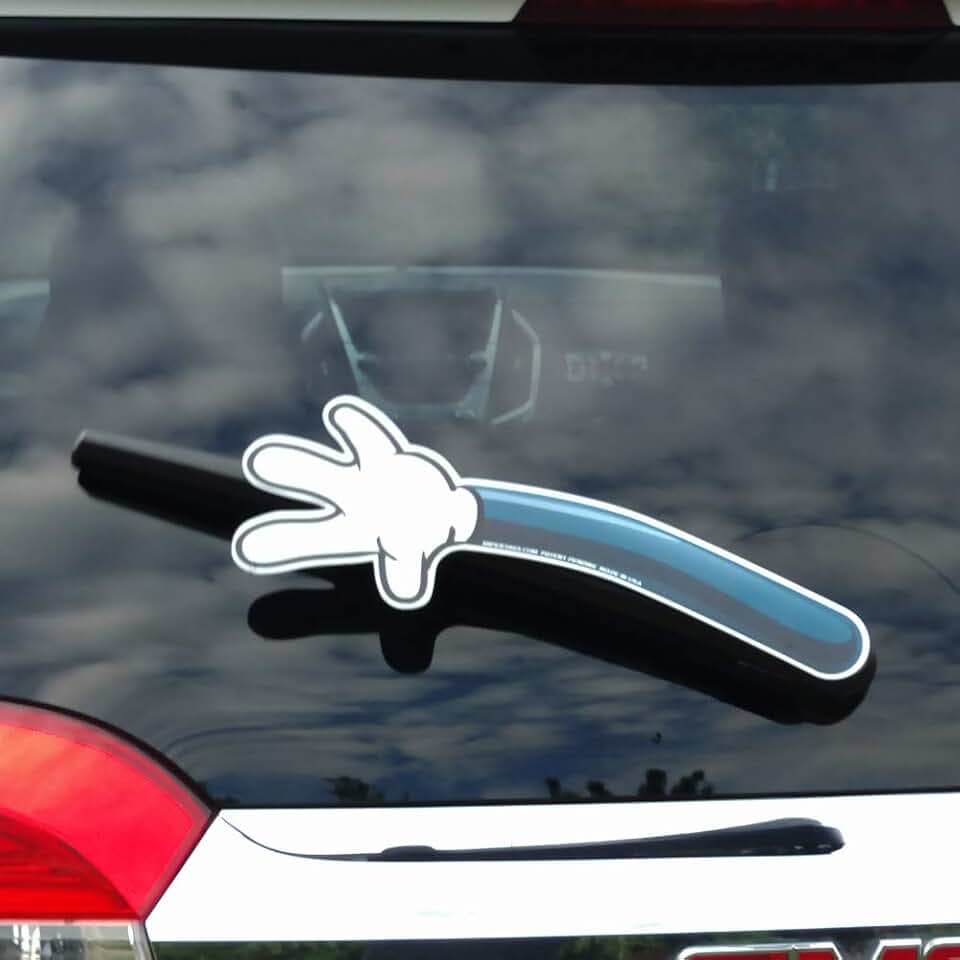 WiperTags USA White Glove Waving Arm attaches to Rear Vehicle Wipers. Made in USA. Detachable and Interchangeable with Hundreds of Designs.