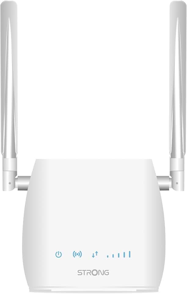STRONG - 4G LTE Router 300M - Mobiler Hotspot - Bis zu 150 Mbps 4G und 300 Mbps WLAN - 1 LAN-Anschluss - Für alle SIM-Karten geeignet - Abnehmbare Antennen - Einfache Installation - Dunkelweiß