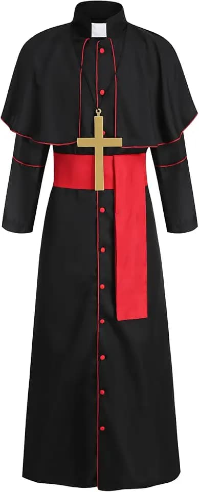 Colorful House Clergy Robe Adult Priest Costume Monk wizard for Men Exorcist Costume Halloween Outfit