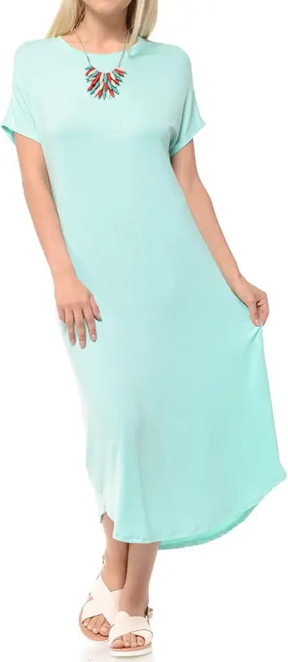 iconic luxe Women's A Line Short Sleeve T Shirt Midi Dress Summer Casual