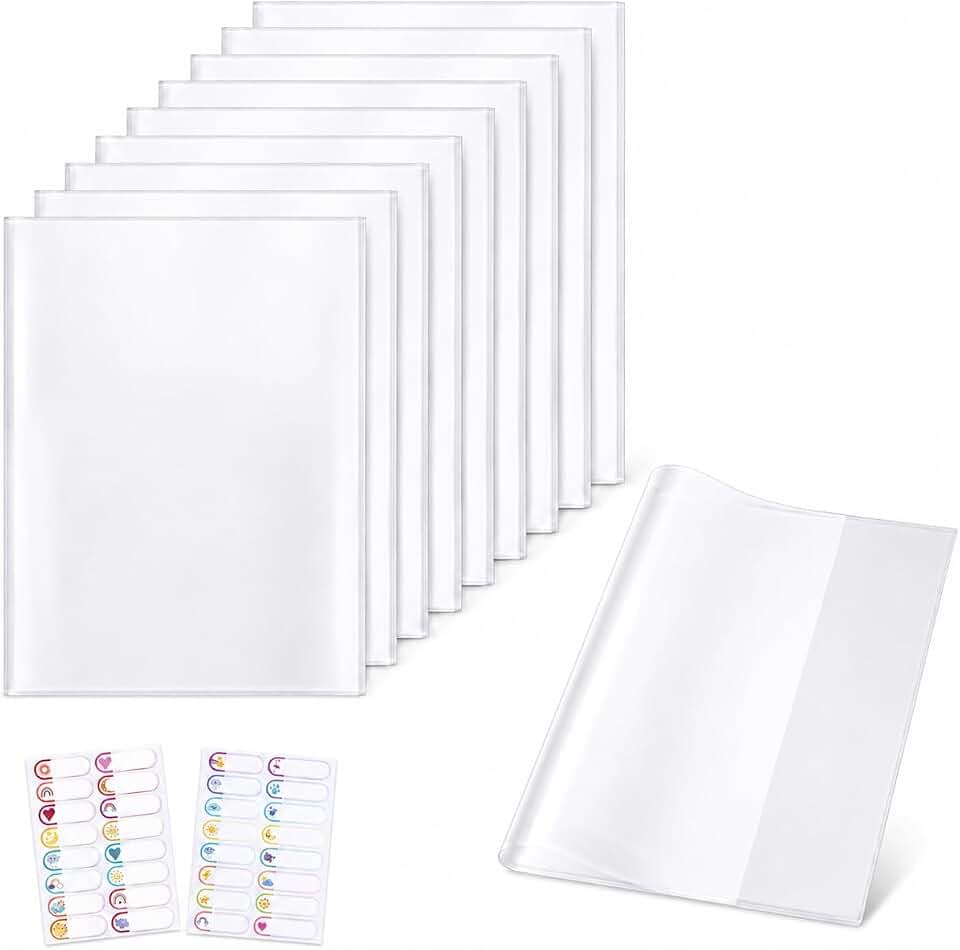 10 Stück A4 Buchumschlag Transparent Wasserdicht Verstellbar 2 Aufkleber