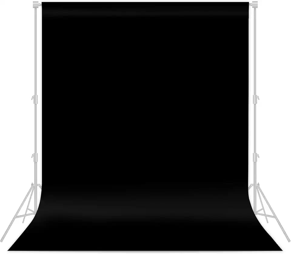 Black Backdrop 8x10ft – Professional Photography Backdrop for Photoshoots, Studio & Portraits, Wrinkle-Free, Opaque, Machine Washable Polyester, Non-Fading, Reusable for Photo Background