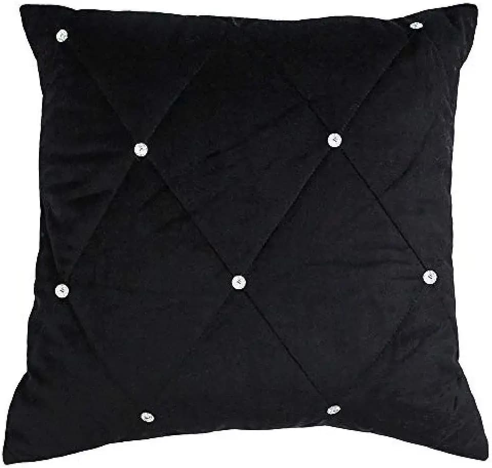 Riva Paoletti New Diamante Kissenbezug - Schwarz - Diamante Kristall Pailletten - Gesteppte Geometric Design - Hidden Reißverschluss - 100% Polyester - 45 X 45 Cm (18" X 18" Zoll) - Entwickelt In Groß