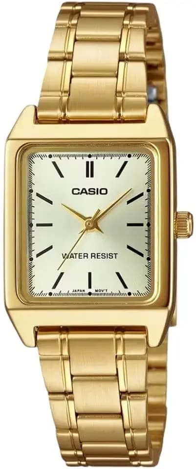 Casio LTP-V007G-9E Women's 22mm Rectangular Gold Tone Stainless Steel Watch
