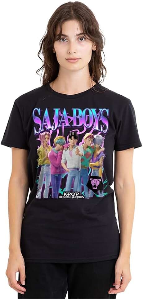 Kpop Demon Hunters Saja Boys Bootleg Damen T-Shirt, Schwarz, M