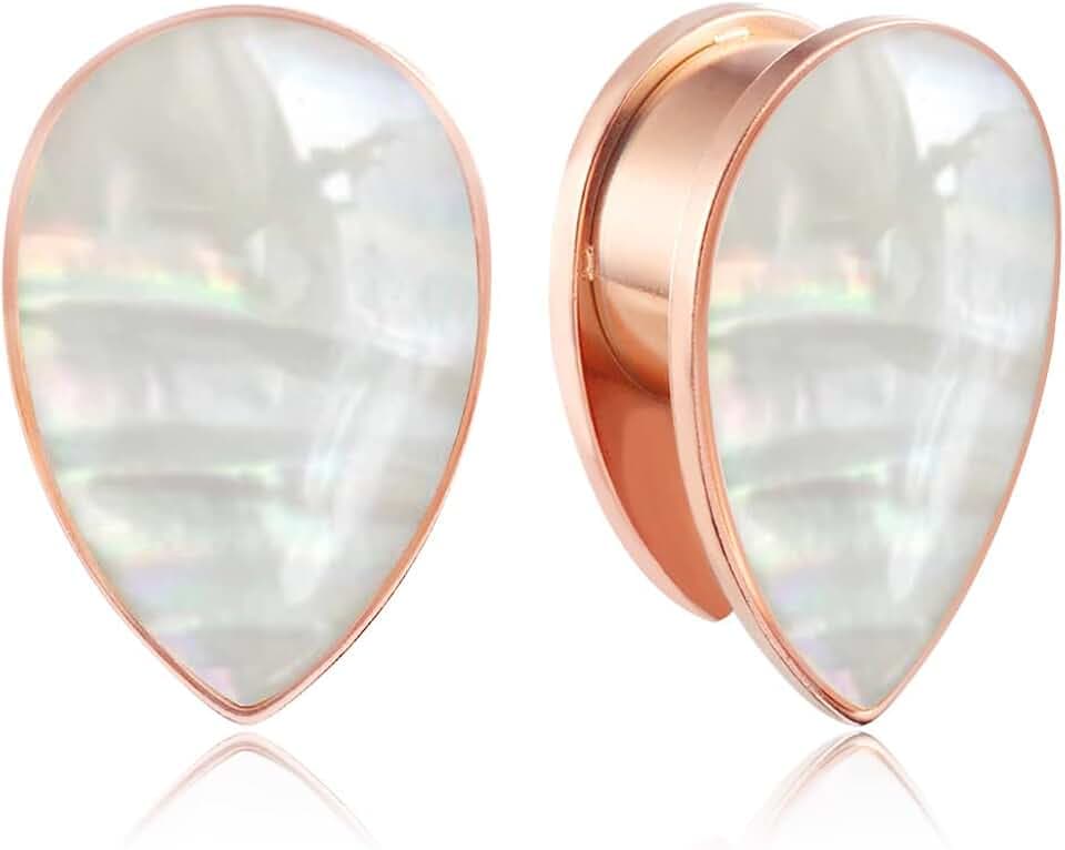 Casvort 2 PCS 6mm-25mm Hypoallergenic 316 Stainless Steel Elegant Wedding Ear Plugs Tunnels Helix Piercing Jewelry Shell Conch Ear Gauges Stretchers