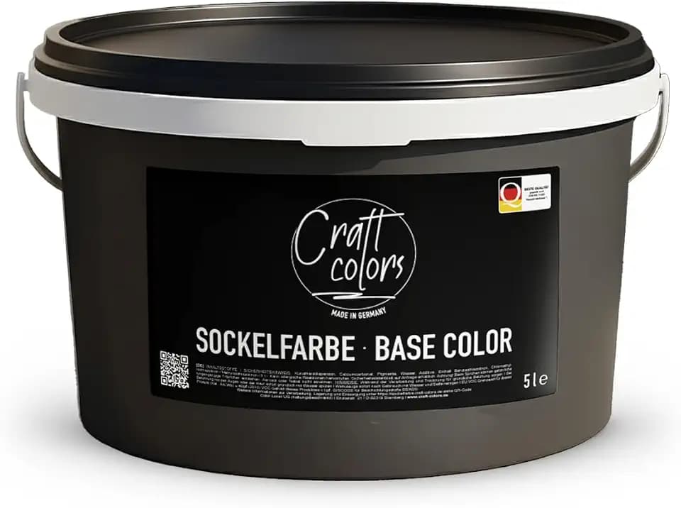 Craft Colors Sockelfarbe 5L Anthrazit | hochwertige Farbe für Beton, Mauerwerk, Kellerwand, Fassade & Dachflächen | Nassabriebklasse 1 | Made in Germany | Wetter & UV-Beständig