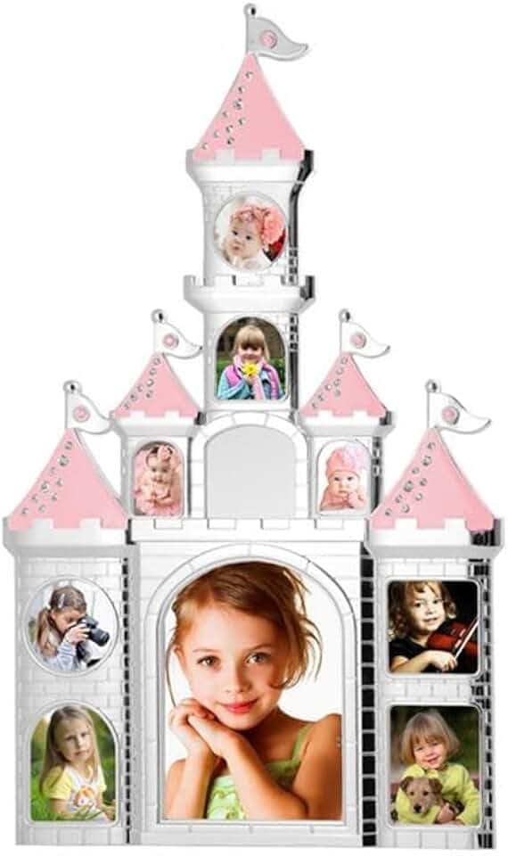 DRW Fotohalter für Kinder, Schloss Rosa aus Metall, 23 x 36 cm