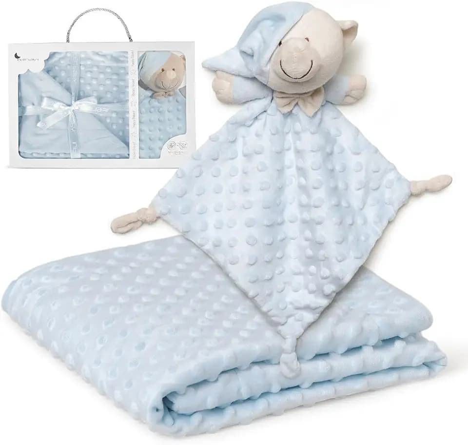 Interbaby Babydecke Kuscheldecke Baumwolle + Schnuffeltuch Bär Set (Blau)