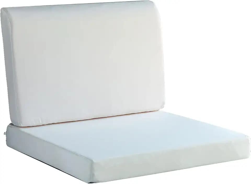 SAMTY Patio Chair Cushions with Back Cushion Non Slip Bottom Waterproof Square Outdoor Chair Cushions with Ties for Garden Swing Furniture 24 x 24 Inch, White