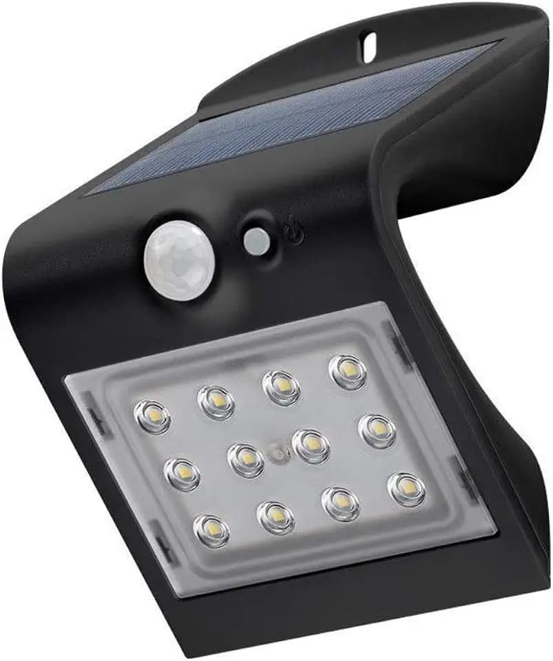 Goobay 45801 LED Solarleuchte Außenstrahler mit Bewegungsmelder Aussen / 1,5W Solar Lampe Outdoor / IP65 Gartenstrahler / Außenlampe mit Bewegungsmelder PIR Sensor / Schwarz