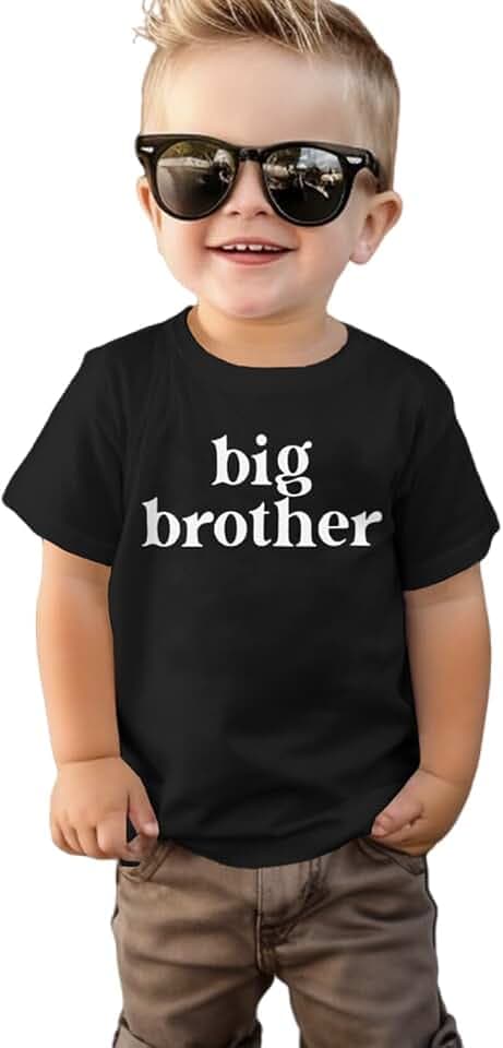 Big Brother Shirt Little Brother for Big Großer Bruder T-Shirt Grosser Bruder Tshirt für Jungen Baby Ankündigung Sommer Kurzarm Top mit Aufdruck Baumwolle Shirts
