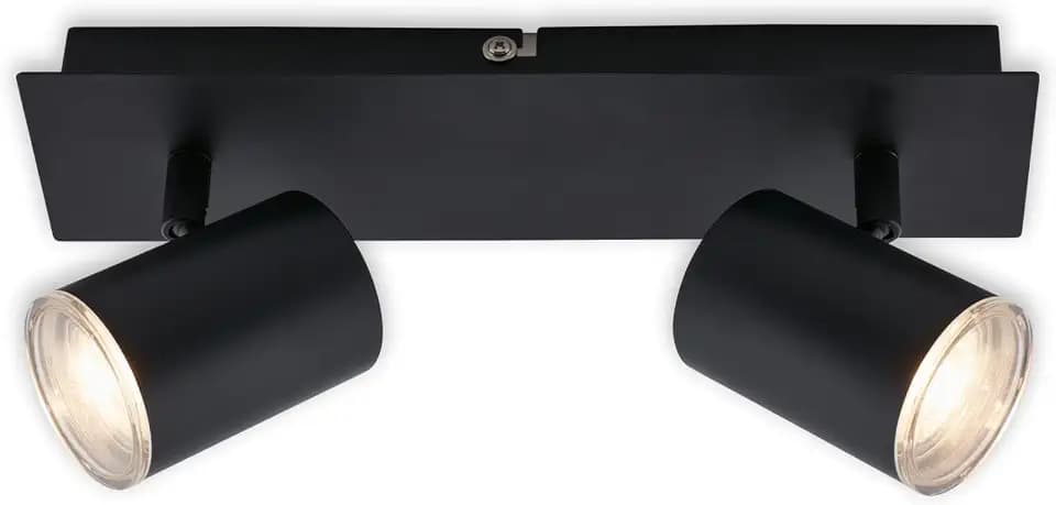 BRILONER Leuchten - Deckenspot, Badleuchte, Badlampe, Deckenleuchte, Strahler dreh- und schwenkbar, 2x LED/GU10, IP44, Schwarz, 290x99x112mm (LxBxH), 2731-025