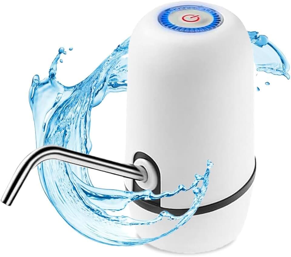 NK Automatischer Wasserspender, Langlebige USB Aufladung, Edelstahl Dosierer, BPA-frei, Tragbar, Für Flaschen 1.5, 5.7, 10, 11.3, 15, 18.9L - weiß, 16 cm
